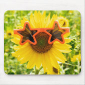 Gelbe Sonnenblume mit Sonnenbrille Mousepad (Vorne)