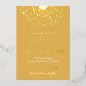 Gelbe Sonnenblume Moderne Blumenhochzeit Folieneinladung (Vorderseite)