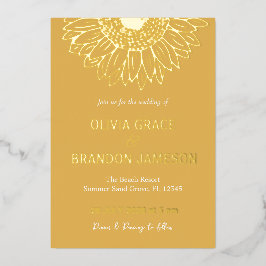 Gelbe Sonnenblume Moderne Blumenhochzeit Folieneinladung