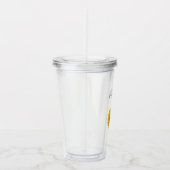 Gelbe Sonnenblume Monogram Elegante Typografie Acryltrinkbecher (Rechts)