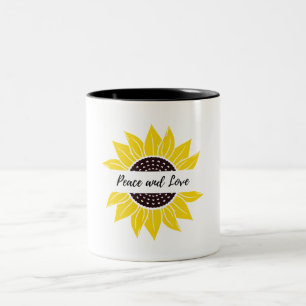 Gelbe Sonnenblume, Monogramm-Tasse Zweifarbige Tasse