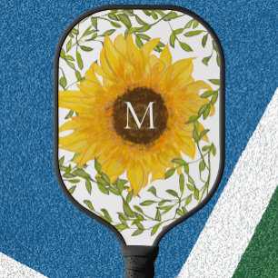 Gelbe Sonnenblume monogrammierte Pickleball-Schläg Pickleball Schläger