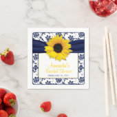 Gelbe Sonnenblume Navy Personalisierte Hochzeit Serviette (Beispiel)