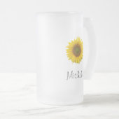 Gelbe Sonnenblume Niedliche Typografie Mattglas Bierglas (VorderseiteRechts)