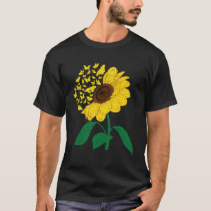 Gelbe Sonnenblume Niedlicher Schmetterling Blütens T-Shirt
