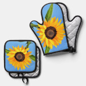Gelbe Sonnenblume Ofen Mitt & Pot Holder Set (Vorderseite/Rückseite)