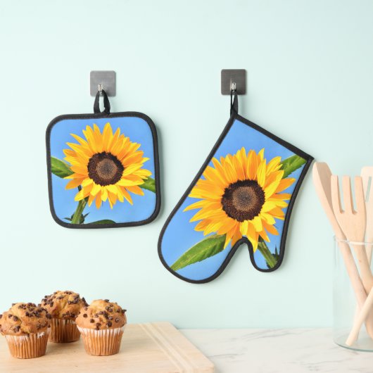 Gelbe Sonnenblume Ofen Mitt & Pot Holder Set (Insitu (Hängend))