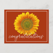 Gelbe Sonnenblume Orange Hintergrund Herzlichen Gl Postkarte (Vorderseite)