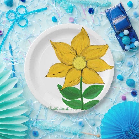 Gelbe Sonnenblume Pappteller (Party)