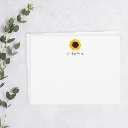 Gelbe Sonnenblume Personalisiert Stationery Flat Mitteilungskarte