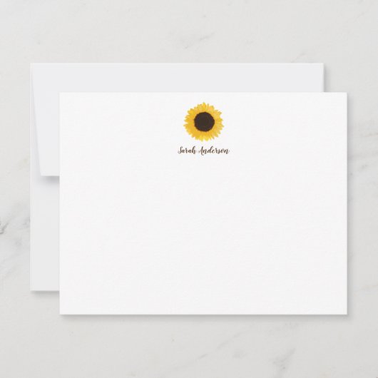 Gelbe Sonnenblume Personalisiert Stationery Flat Mitteilungskarte (Vorderseite)