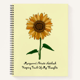 Gelbe Sonnenblume personalisierter Name & Nachrich Notizblock