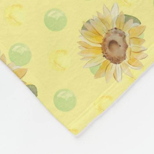 Gelbe Sonnenblume Polka Dot Fleece Blanket (Ecke)