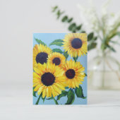 Gelbe Sonnenblume Postkarte (Stehend Vorderseite)