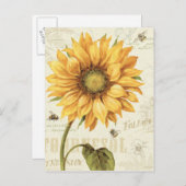 Gelbe Sonnenblume Postkarte (Vorne/Hinten)