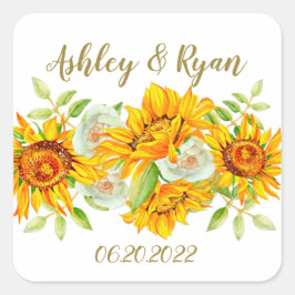 Gelbe Sonnenblume Quadratischer Aufkleber