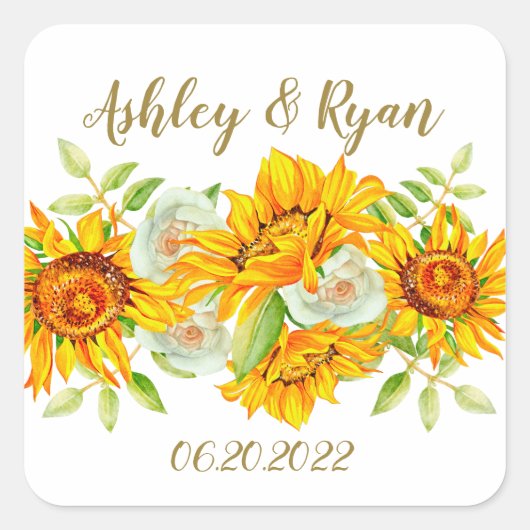 Gelbe Sonnenblume Quadratischer Aufkleber (Vorderseite)
