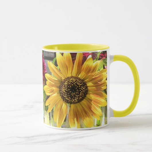 Gelbe Sonnenblume Ringer-Tasse Tasse (Rechts)