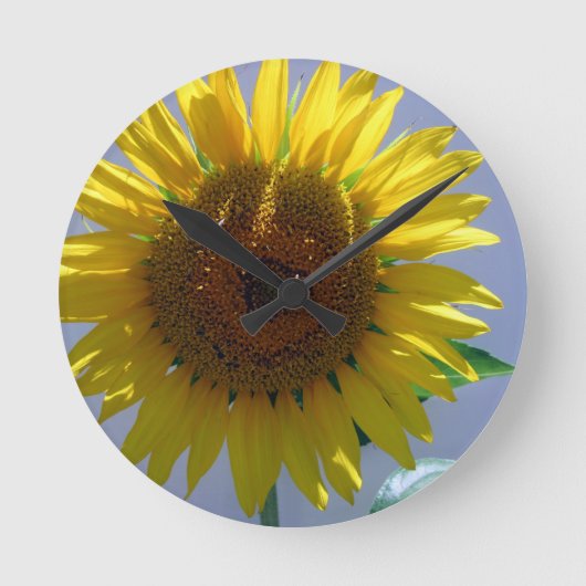 Gelbe Sonnenblume Runde Wanduhr (Vorderseite)