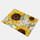 Gelbe Sonnenblume Rustikale Blume Fußmatte (Schrägansicht)