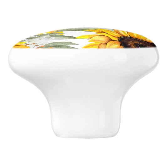 Gelbe Sonnenblume Rustikale Blume Keramikknauf (Seitenansicht)
