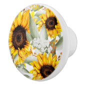 Gelbe Sonnenblume Rustikale Blume Keramikknauf (Rechts)