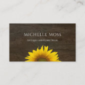 Gelbe Sonnenblume Rustikales Holz Einfache Visiten Visitenkarte (Vorderseite)