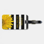 Gelbe Sonnenblume schwarz u. weiße Streifen mit Gepäckanhänger (Rückseite horizontal)
