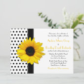 Gelbe Sonnenblume Schwarz-weiß Polka Dot Wedding Einladung (Stehend Vorderseite)