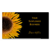 Gelbe Sonnenblume schwarzer Hintergrund Land rusti Magnetische Visitenkarte (Vorderseite)