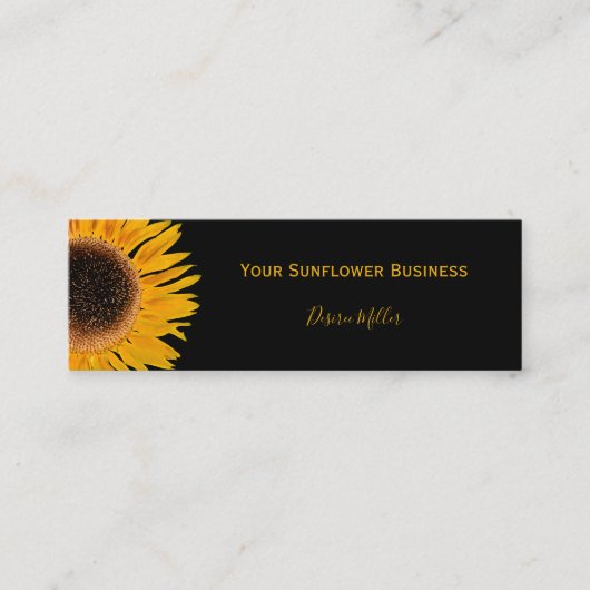 Gelbe Sonnenblume schwarzer Hintergrund Land rusti Mini Visitenkarte (Vorderseite)