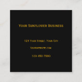 Gelbe Sonnenblume schwarzer Hintergrund Land rusti Quadratische Visitenkarte (Rückseite)