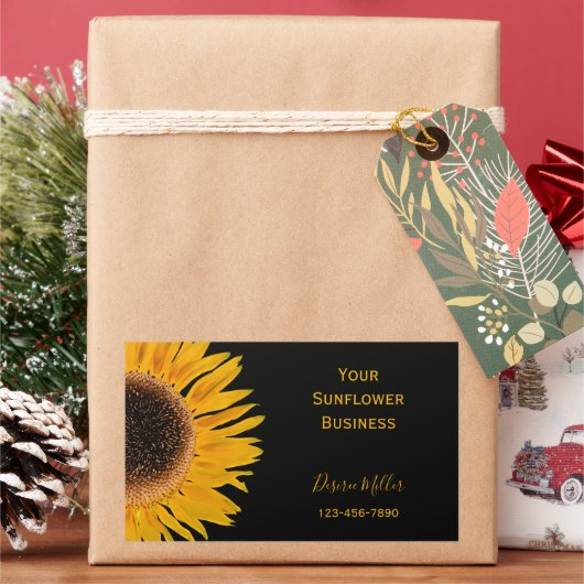 Gelbe Sonnenblume schwarzer Hintergrund Land rusti Rechteckiger Aufkleber (Feiertag)