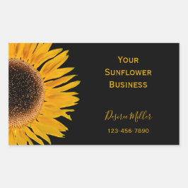 Gelbe Sonnenblume schwarzer Hintergrund Land rusti Rechteckiger Aufkleber