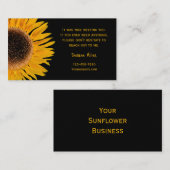 Gelbe Sonnenblume schwarzer Hintergrund Land rusti Telefonnummerkarte (Vorne/Hinten)