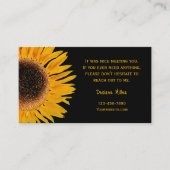 Gelbe Sonnenblume schwarzer Hintergrund Land rusti Telefonnummerkarte (Vorderseite)
