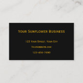 Gelbe Sonnenblume schwarzer Hintergrund Land rusti Visitenkarte (Rückseite)