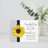 Gelbe Sonnenblume Schwarzer Polka Punkte Save the  Save The Date (Stehend Vorderseite)