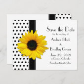 Gelbe Sonnenblume Schwarzer Polka Punkte Save the  Save The Date (Vorne/Hinten)