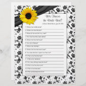 Gelbe Sonnenblume Schwarzes Brautparty Spiel (Vorne/Hinten)
