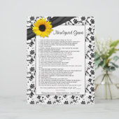 Gelbe Sonnenblume Schwarzes Brautparty Spiel (Stehend Vorderseite)