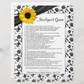 Gelbe Sonnenblume Schwarzes Brautparty Spiel (Vorne/Hinten)