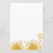 Gelbe Sonnenblume Sommer Hochzeit im Herbst Herbst Menükarte (Rückseite)