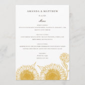 Gelbe Sonnenblume Sommer Hochzeit im Herbst Herbst Menükarte (Vorderseite)