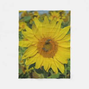 Gelbe Sonnenblume Sommerblüte Fleecedecke