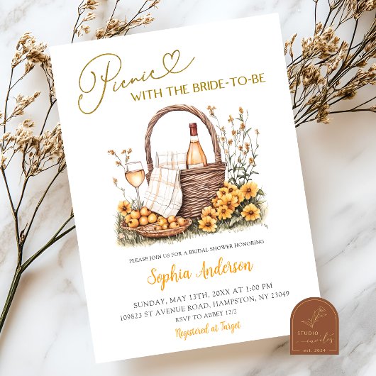 Gelbe Sonnenblume Sommerpikant-Brautparty Einladung