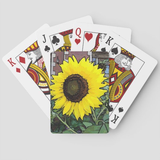 Gelbe Sonnenblume Spielkarten (Rückseite)