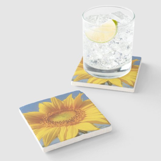 Gelbe Sonnenblume Steinuntersetzer (Seitenansicht)
