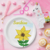 Gelbe Sonnenblume Sunshine Typografie Pappteller (Party)
