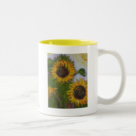 Gelbe Sonnenblume-Tasse Zweifarbige Tasse (Rechts)
